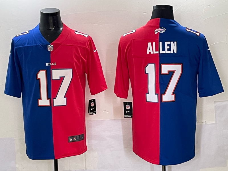 Men Buffalo Bills #17 Allen red blue Nike 2025 Limited NFL Jersey style 006